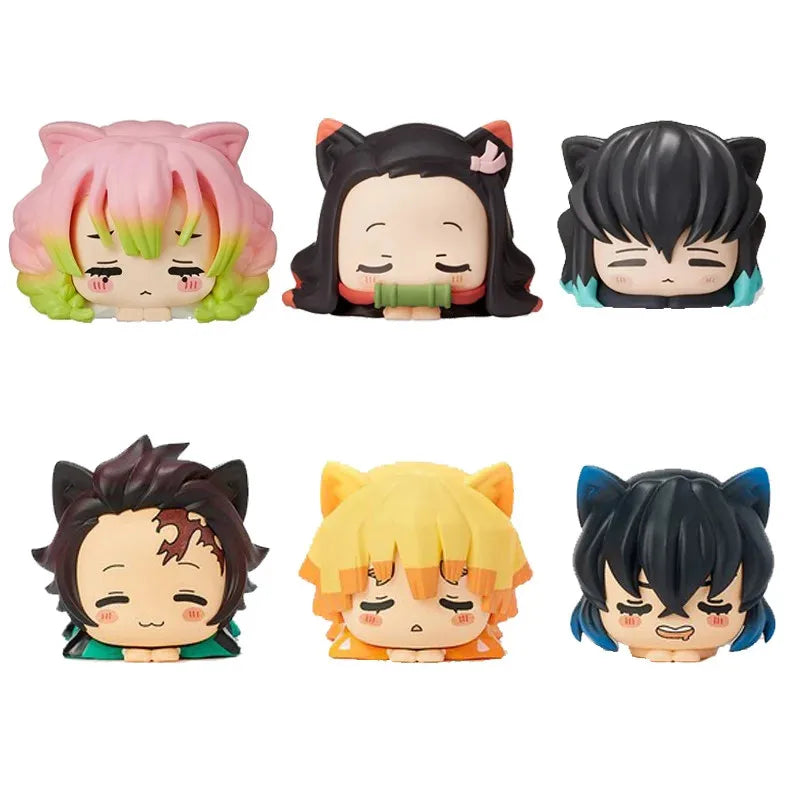 6Pcs/1 Set Anime Demon Slayer Kamado Nezuko Tanjirou Agatsuma Zenitsu PVC Q Version Napping Cat Inosuke Prone Pose Model Toy 6Pcs/1 Set Anime Demon Slayer Kamado Nezuko Tanjirou Agatsuma Zenitsu PVC Q Version Napping Cat Inosuke Prone Pose Model Toy